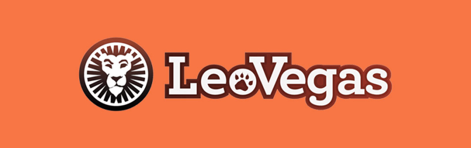 LeoVegas logo oranssilla taustalla. 